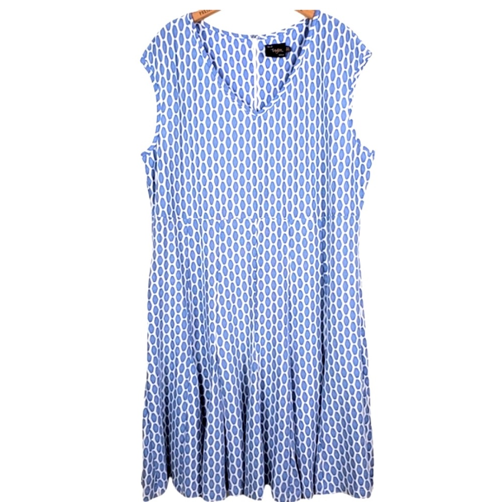 Just…Taylor blue and white swing skirt midi dress